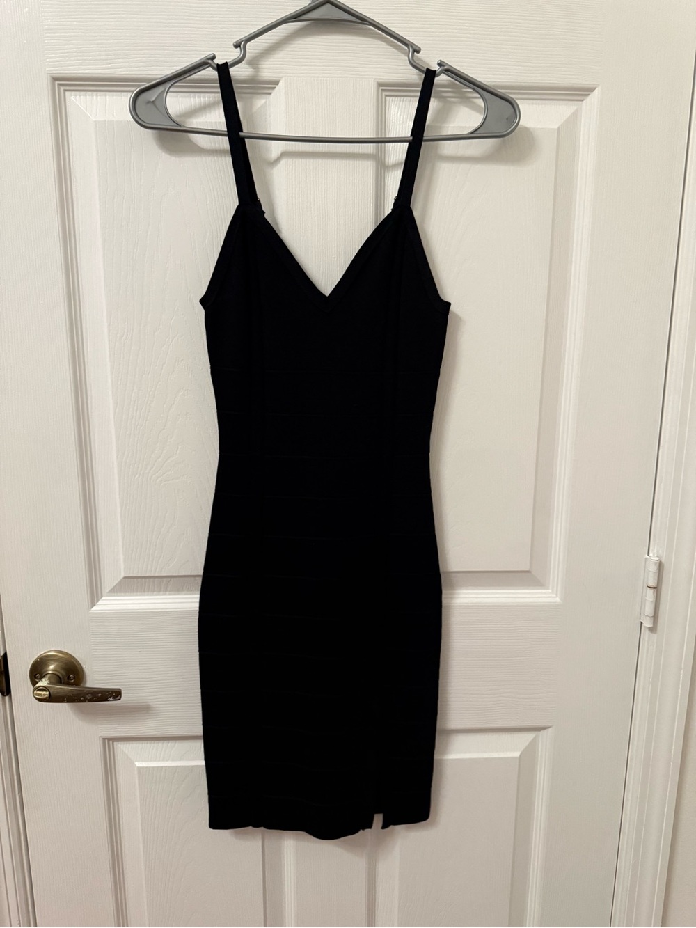 Guess Classic Black V-Neck Bodycon Dress - Women's
